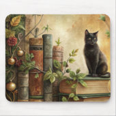 Verzauberte Schwarze Katzenbibliothek Mousepad (Vorne)