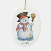 Verzauberte Snowman-Keramik-Verzierung Keramik Ornament (Vorne)