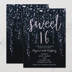 Verzauberte Sternenlichter Lavendel Lila Sweet 16  Einladung
