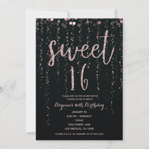 Verzauberte Sternenlichter Roségold Blush Sweet 16 Einladung