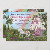 Verzauberte Unicorn-Schloss-Prinzessin Party Einladung (Vorne/Hinten)