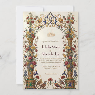 Verzauberte Vintage-Garten-Blumen-Islam-Hochzeit Einladung