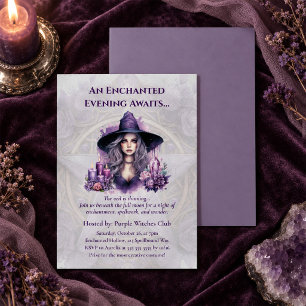 Verzauberte violette Hexen-Halloween-Party-Einladu Einladung