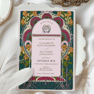 Verzauberte Wald Art Deco Hochzeitseinladung Einladung