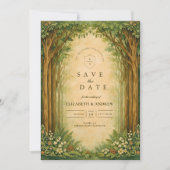 Verzauberte Wald-Bogen-Hochzeit Save The Date (Vorderseite)