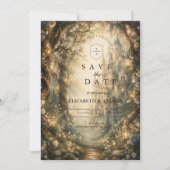 Verzauberte Wald-Fantasy-Hochzeit Save The Date (Vorderseite)