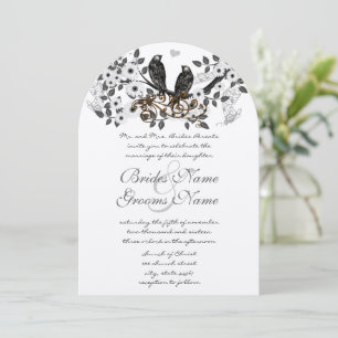 Verzauberte Wald-Liebesvogel-Hochzeit Einladung