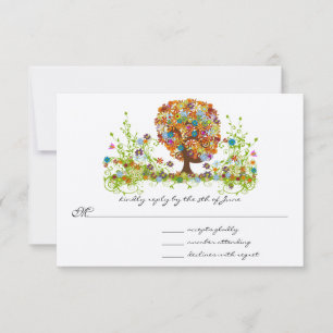 Verzauberte Wald-Seitenzweig Hochzeit RSVP Einladung