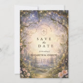 Verzauberte Waldfee-Hochzeit Save The Date (Vorderseite)