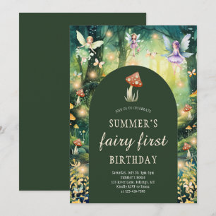 Verzauberte Waldfee zum ersten Geburtstag eines Mä Einladung