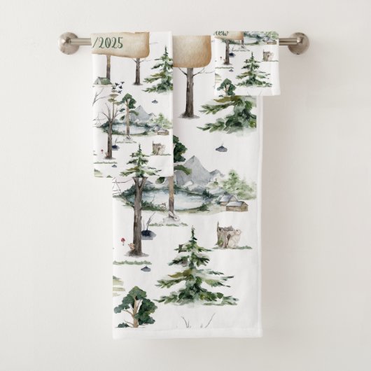 Verzauberte Waldharmonie individuell anpassbar Badhandtuch Set (Insitu)