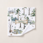 Verzauberte Waldharmonie individuell anpassbar Badhandtuch Set (Waschlappen)