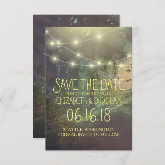 Verzauberte Waldhochzeit retten das Datum Save The Date (Vorne/Hinten)