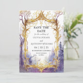 Verzauberte Waldhochzeit speichert die Datumskarte Save The Date (Stehend Vorderseite)