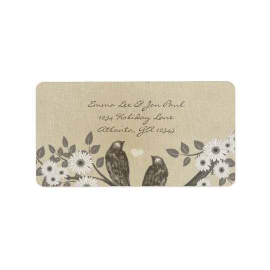 Verzauberte WaldLiebe-Vogel-Hochzeit Adressaufkleber