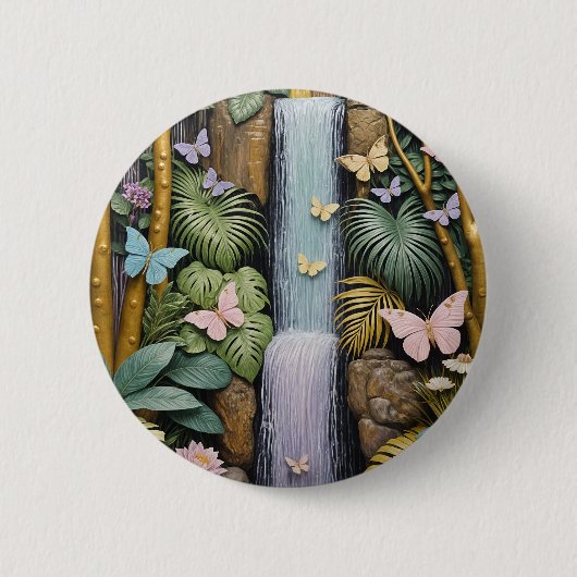 Verzauberte Wasserfall-Oase Button (Vorderseite)