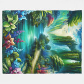"Verzauberte Wasserfall-Oase" Fleecedecke (Vorderseite (Horizontal))