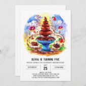 Verzauberte Wasserfarbenschokolade zum Geburtstag Einladung (Vorne/Hinten)