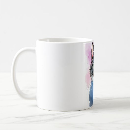 Verzauberte Wasserfarbkatze Tasse - Mystisch & kün (Links)