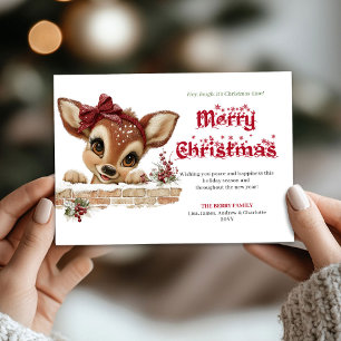 Verzauberte Weihnachts-Babyrentiere süße Grußkarte Feiertagskarte