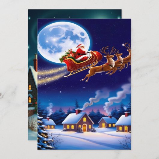 Verzauberte Weihnachts-Winterdorf-Hintergrundbild  Feiertagskarte (Vorne/Hinten)