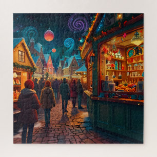 Verzauberte Weihnachtsmarkstadt Winterwunderland Puzzle