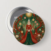 Verzauberte Weihnachtswald-Elfenkönigin Button (Vorne & Hinten)