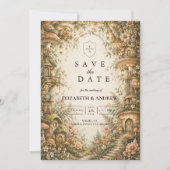 Verzauberte Whimsical Waldhochzeit Save The Date (Vorderseite)