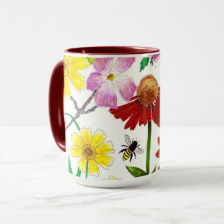 Verzauberte Wiese Wildblumen Wasserfarben Kaffeeta Tasse