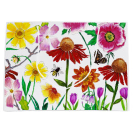Verzauberte Wiesen-Aquarell-Blumen-Geschenktasche Große Geschenktüte