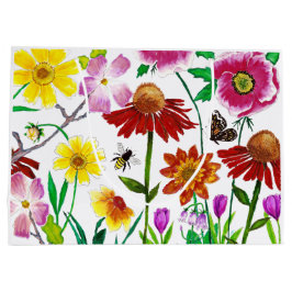 Verzauberte Wiesen-Aquarell-Blumen-Geschenktasche Große Geschenktüte