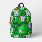 Verzauberte Wiesen: Einhorn Dreams Green Bedruckter Rucksack (Vorderseite)