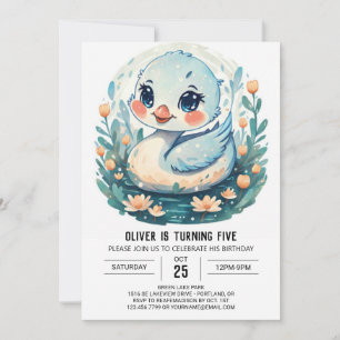 Verzauberte Wildblumen Swan Bird Geburtstag Einladung