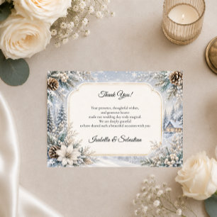 Verzauberte Winter-Wunderland-Eleganz-Hochzeit Dankeskarte