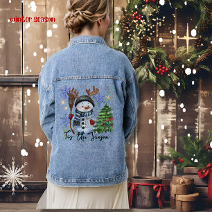 Verzauberte Winter-Wunderland-Weihnachts-Denimjack Jeansjacke