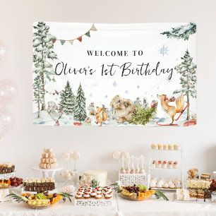 Verzauberte Winterwald-Geburtstagsbegrüßung  Banner