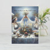 Verzauberte Yule-Feier Flach Weihnachtskarte Einladung (Stehend Vorderseite)