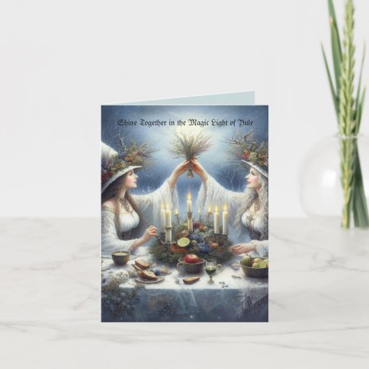 Verzauberte Yule-Feier Flach-Weihnachtskarte Feiertagskarte (Vorderseite)