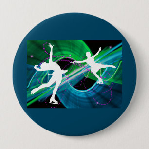 Verzauberte Zahl Skater-Eis-Skaten Button