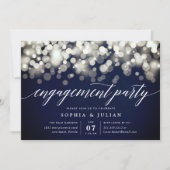 Verzauberter Abend | Navy & Gold Engagement Party Einladung (Vorderseite)