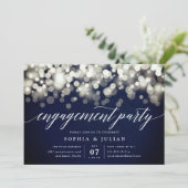 Verzauberter Abend | Navy & Gold Engagement Party Einladung (Stehend Vorderseite)
