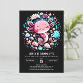 Verzauberter Axolotl-Geburtstag Einladung (Stehend Vorderseite)