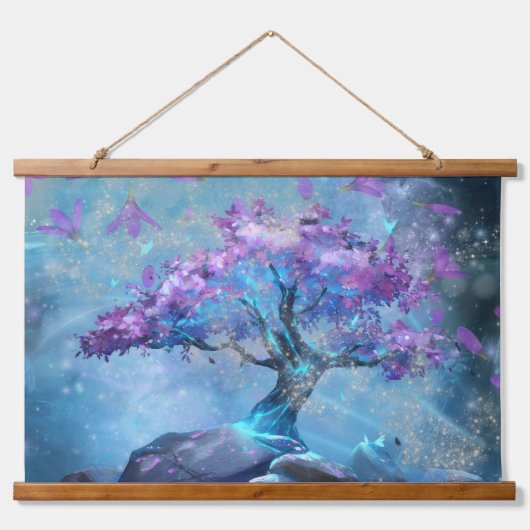 Verzauberter Baum Wandteppich Mit Holzrahmen (Vorne)