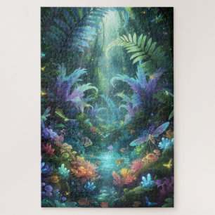 Verzauberter Biolumineszenter Wald Magischer Dschu Puzzle
