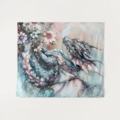 Verzauberter blauer Drache Fantasy-Teppich Wandteppich (Vorderseite (Horizontal))