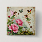 Verzauberter Blumenzauberfeengarten Button (Vorderseite)