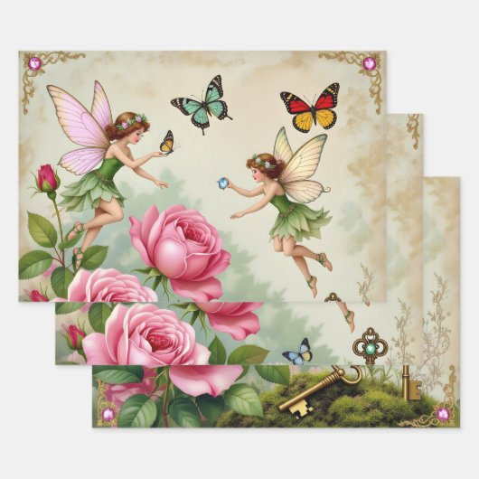 Verzauberter Blumenzauberfeengarten Geschenkpapier Set (Set)