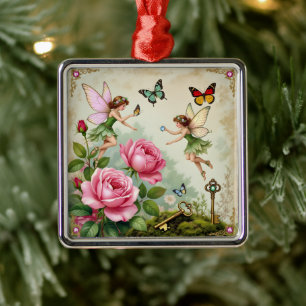 Verzauberter Blumenzauberfeengarten Ornament Aus Metall
