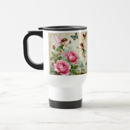 Verzauberter Blumenzauberfeengarten Reisebecher (Links)