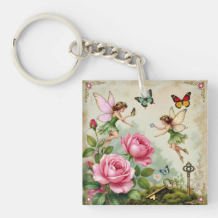 Verzauberter Blumenzauberfeengarten Schlüsselanhänger